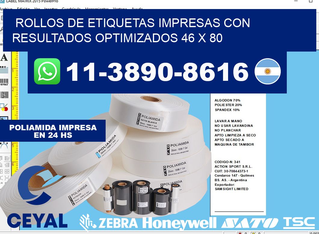 rollos de etiquetas impresas con resultados optimizados 46 x 80