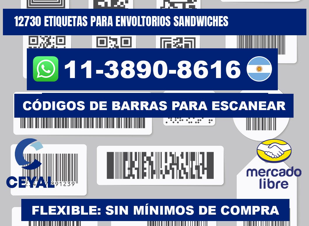 12730 etiquetas para envoltorios sandwiches
