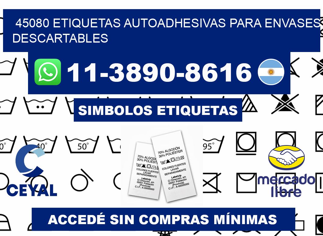 45080 etiquetas autoadhesivas para envases descartables