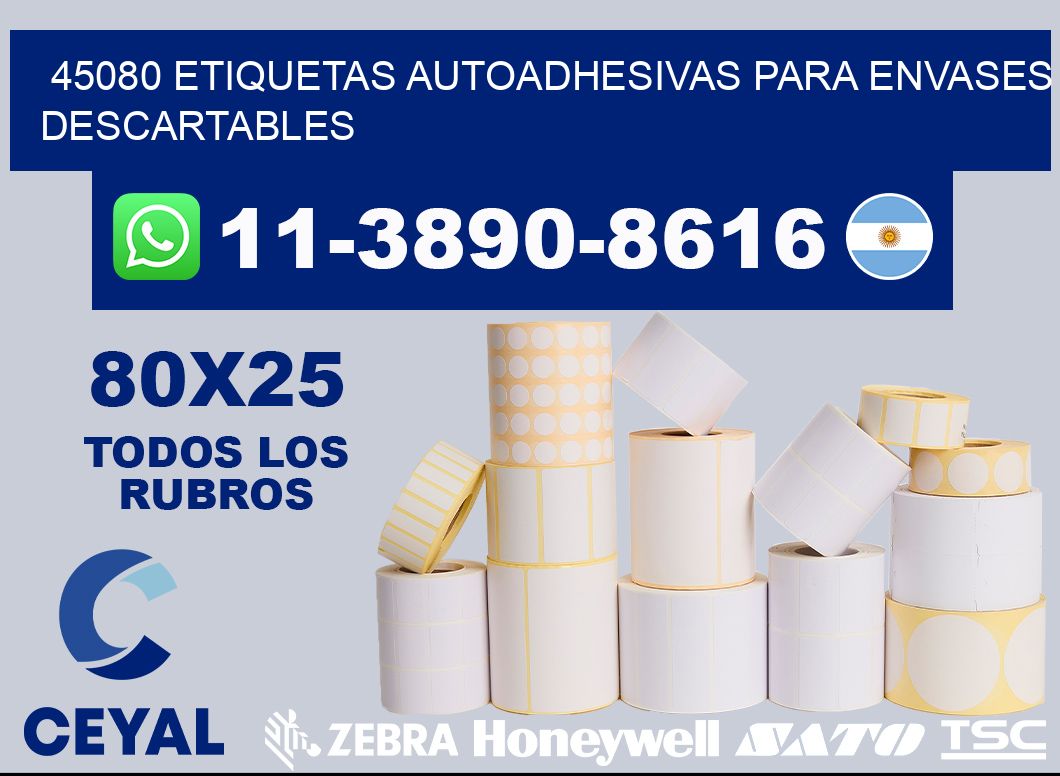 45080 etiquetas autoadhesivas para envases descartables