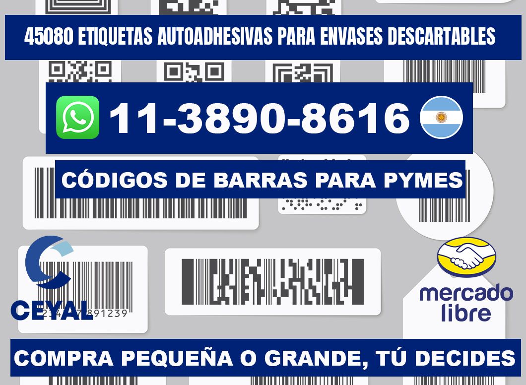 45080 etiquetas autoadhesivas para envases descartables