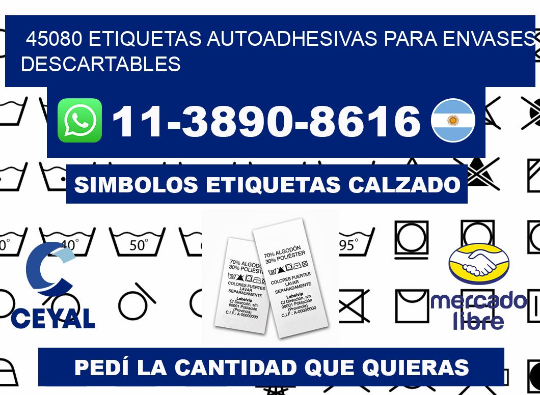 45080 etiquetas autoadhesivas para envases descartables