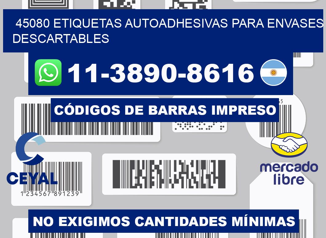 45080 etiquetas autoadhesivas para envases descartables