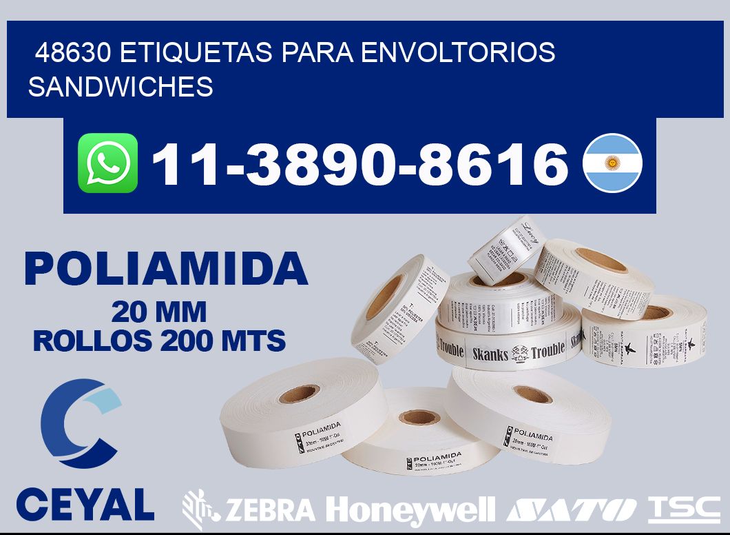 48630 etiquetas para envoltorios sandwiches