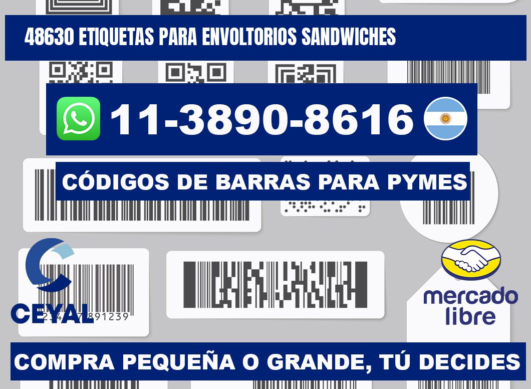 48630 etiquetas para envoltorios sandwiches
