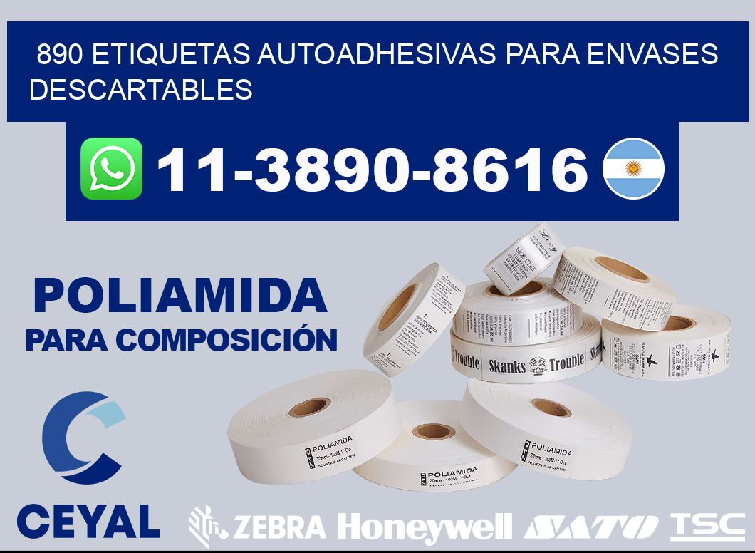 890 etiquetas autoadhesivas para envases descartables