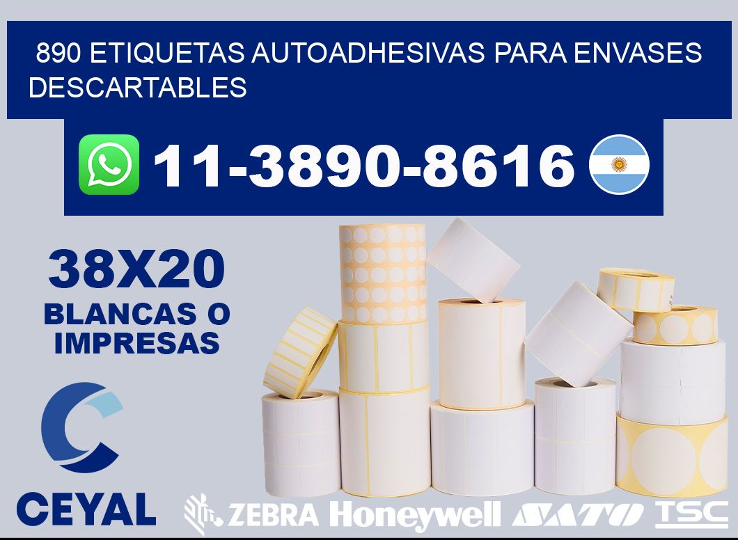890 etiquetas autoadhesivas para envases descartables