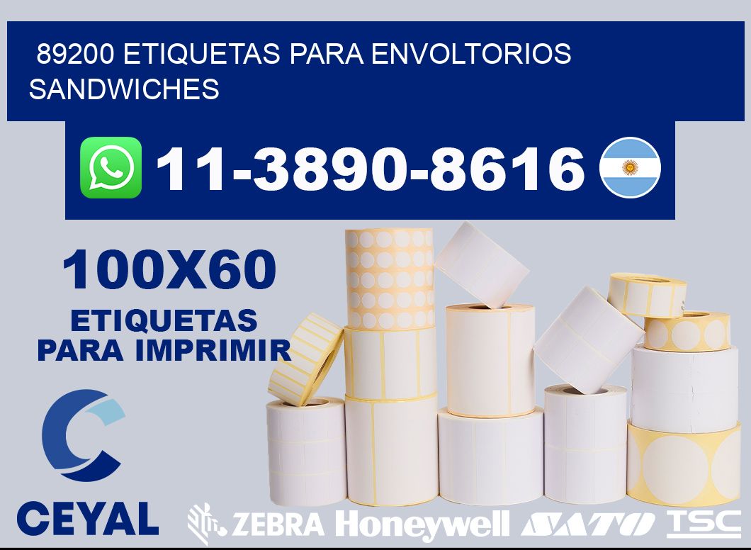 89200 etiquetas para envoltorios sandwiches