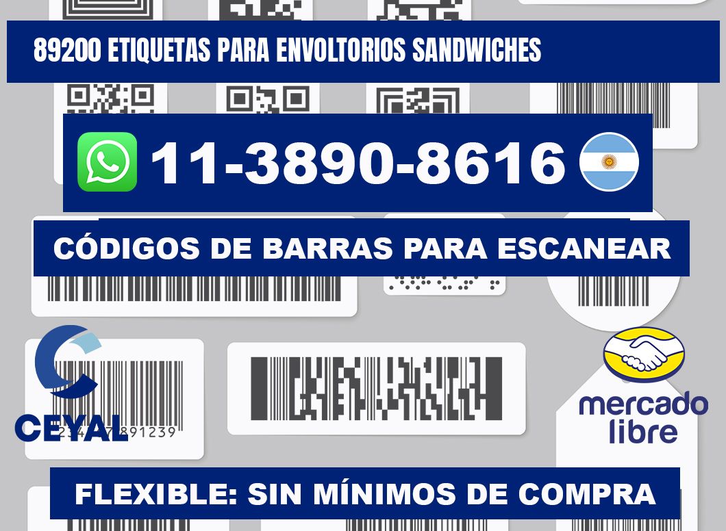89200 etiquetas para envoltorios sandwiches