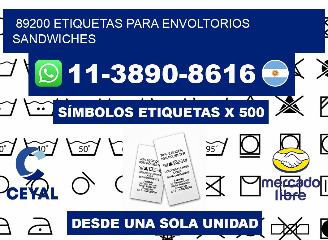 89200 etiquetas para envoltorios sandwiches