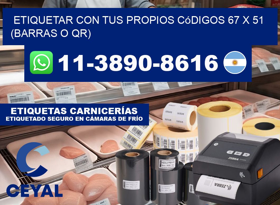 Etiquetar con tus propios códigos 67 x 51 (barras o QR)