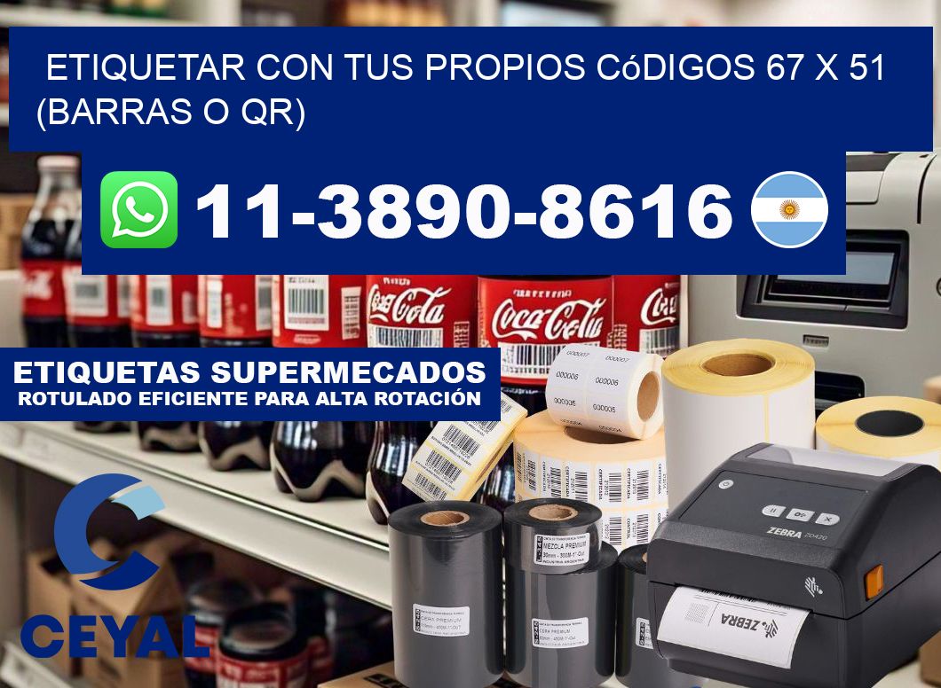 Etiquetar con tus propios códigos 67 x 51 (barras o QR)