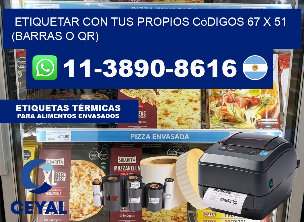 Etiquetar con tus propios códigos 67 x 51 (barras o QR)