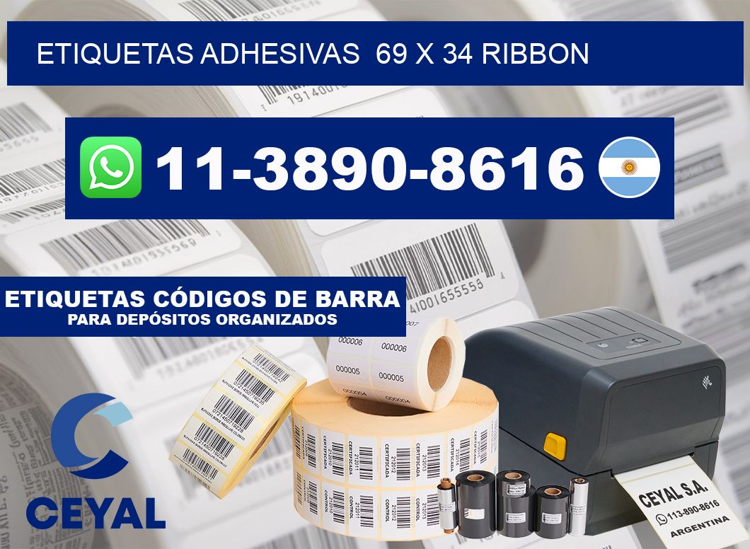 Etiquetas adhesivas  69 x 34 ribbon