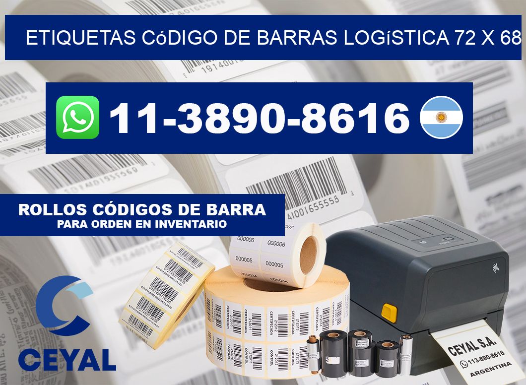 Etiquetas código de barras logística 72 x 68