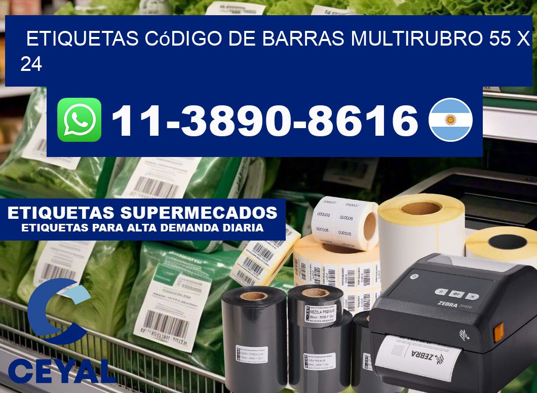Etiquetas código de barras multirubro 55 x 24
