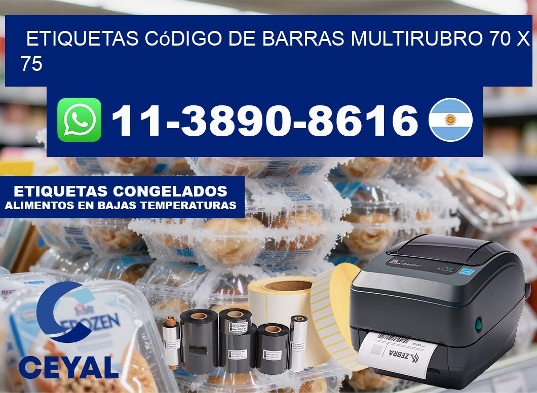 Etiquetas código de barras multirubro 70 x 75