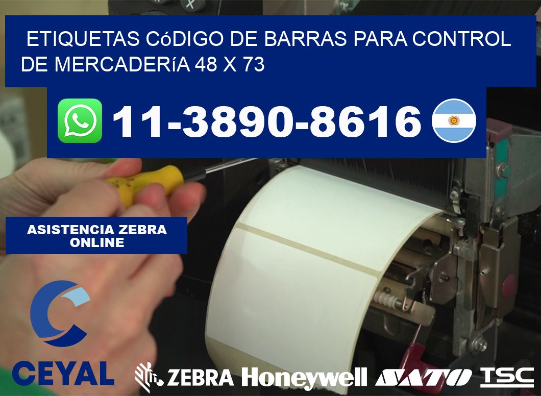 Etiquetas código de barras para control de mercadería 48 x 73