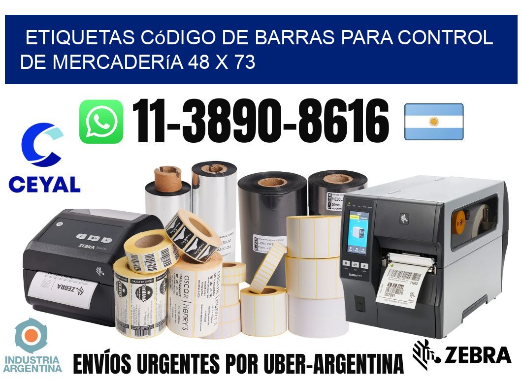 Etiquetas código de barras para control de mercadería 48 x 73
