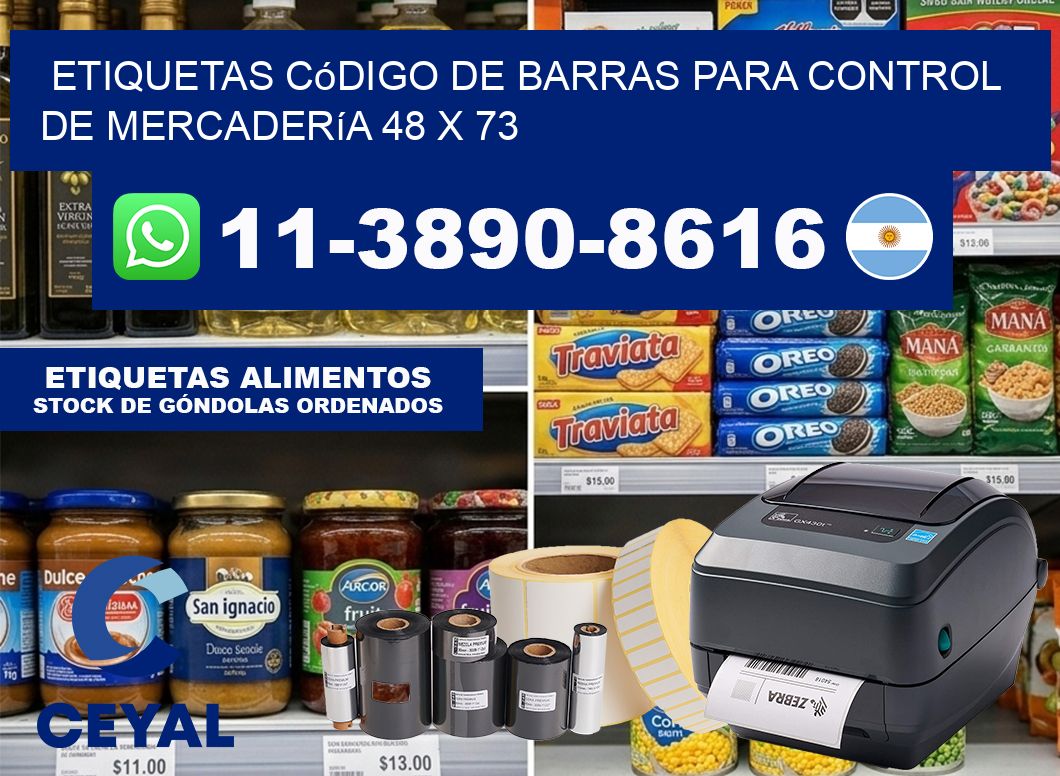 Etiquetas código de barras para control de mercadería 48 x 73