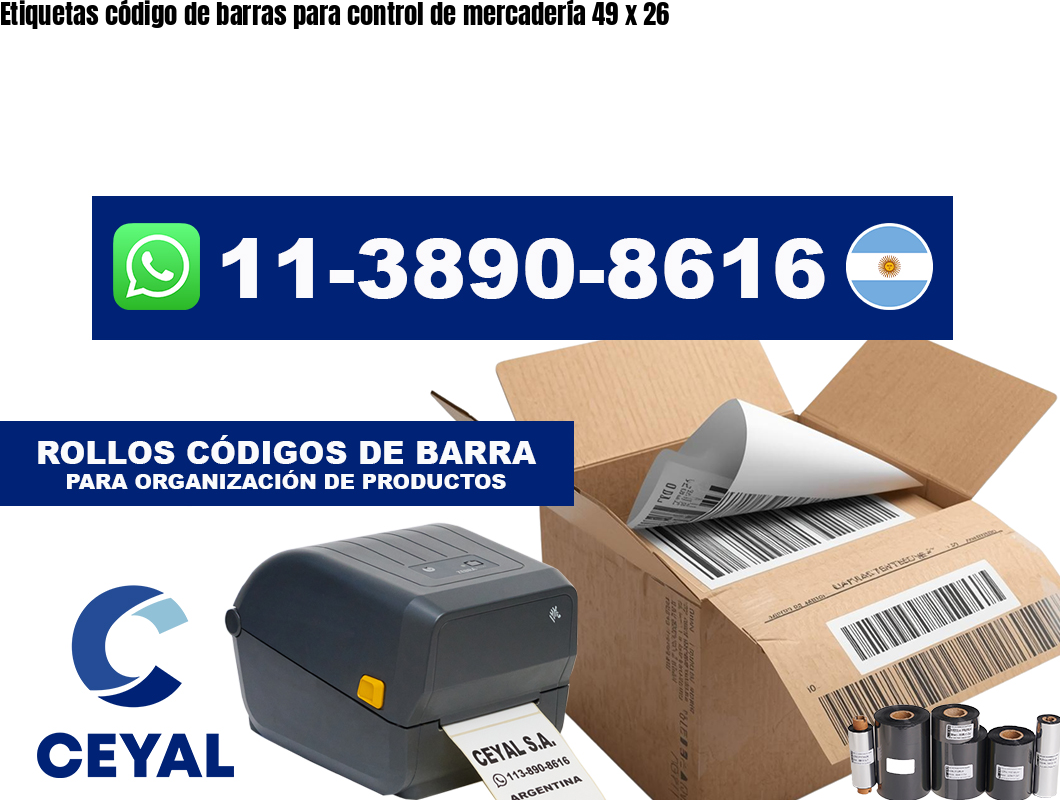 Etiquetas código de barras para control de mercadería 49 x 26
