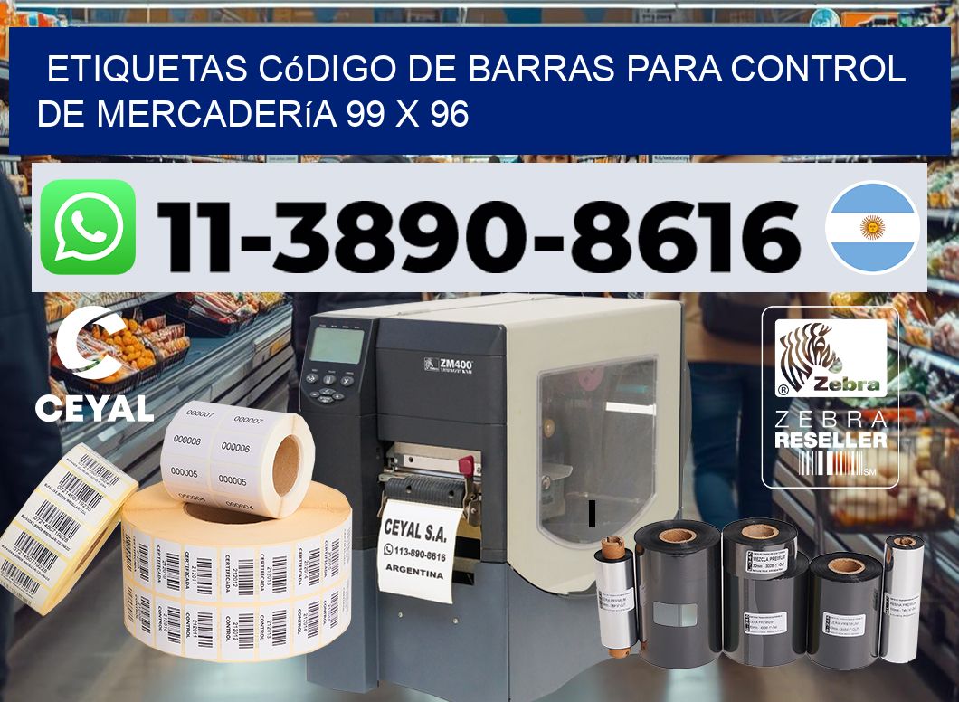 Etiquetas código de barras para control de mercadería 99 x 96