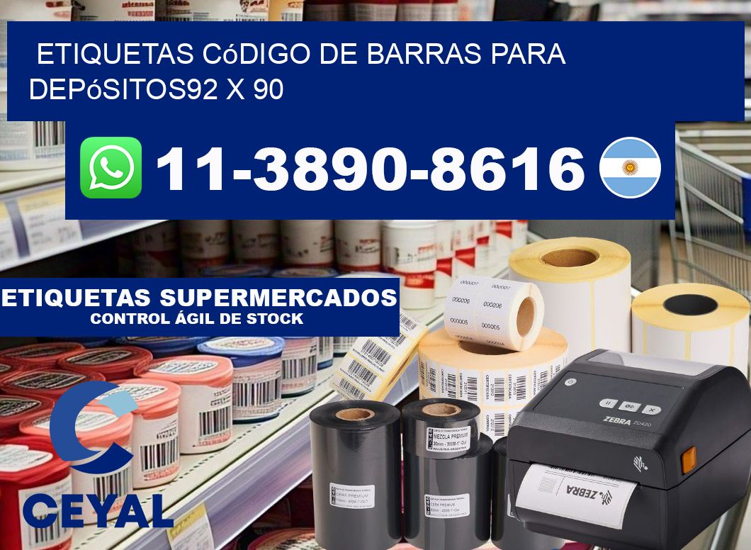 Etiquetas código de barras para depósitos92 x 90