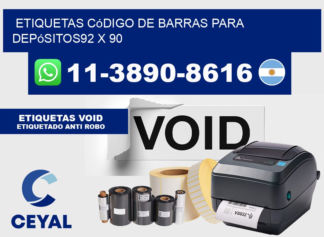 Etiquetas código de barras para depósitos92 x 90