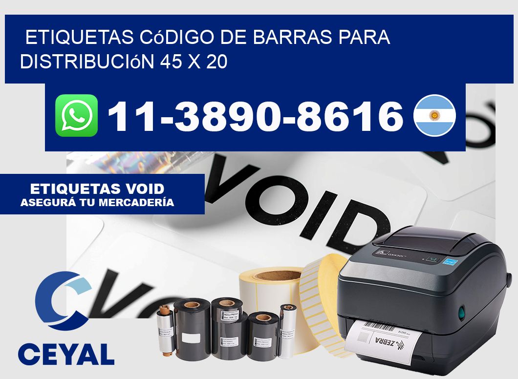 Etiquetas código de barras para distribución 45 x 20