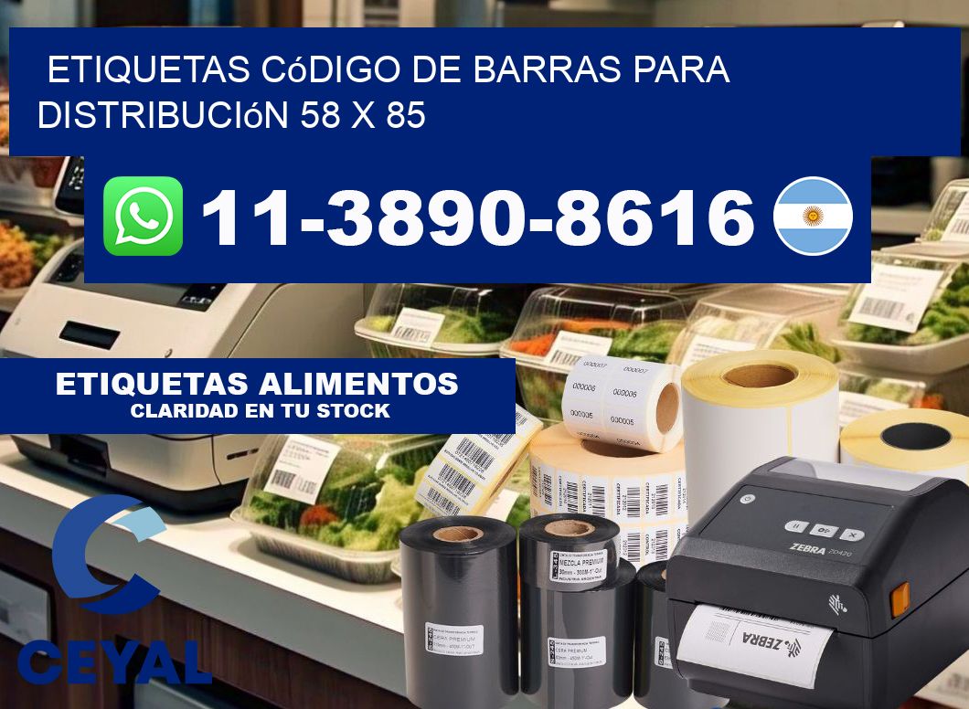 Etiquetas código de barras para distribución 58 x 85