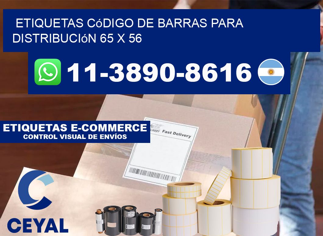 Etiquetas código de barras para distribución 65 x 56