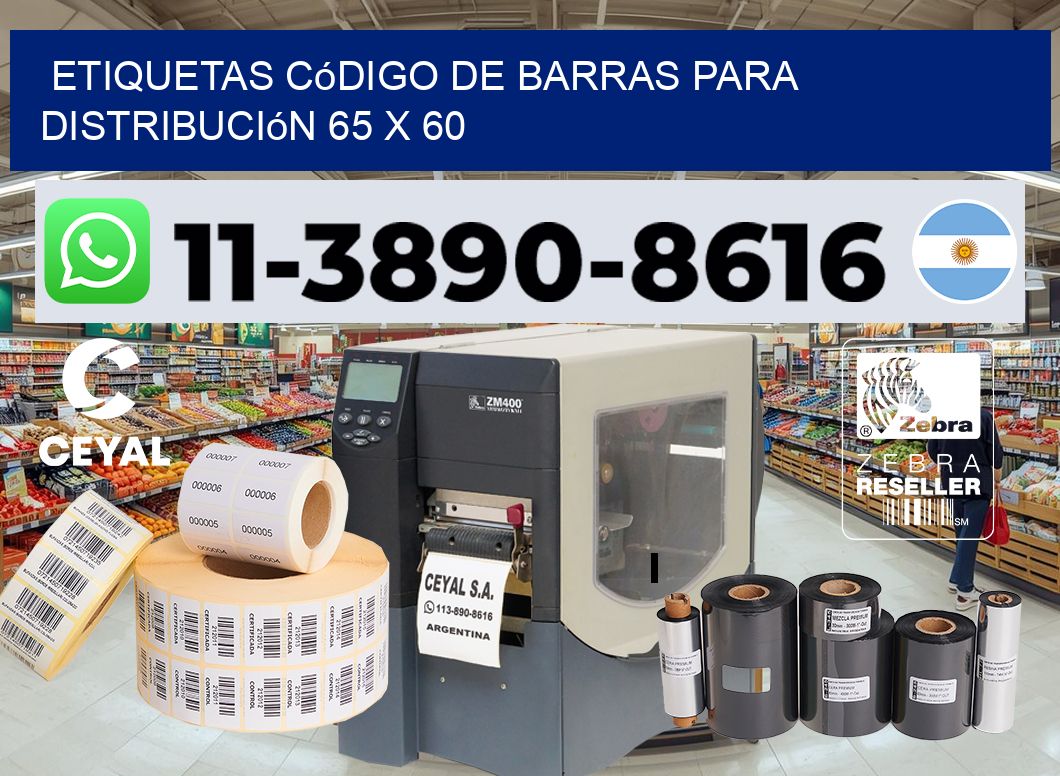 Etiquetas código de barras para distribución 65 x 60