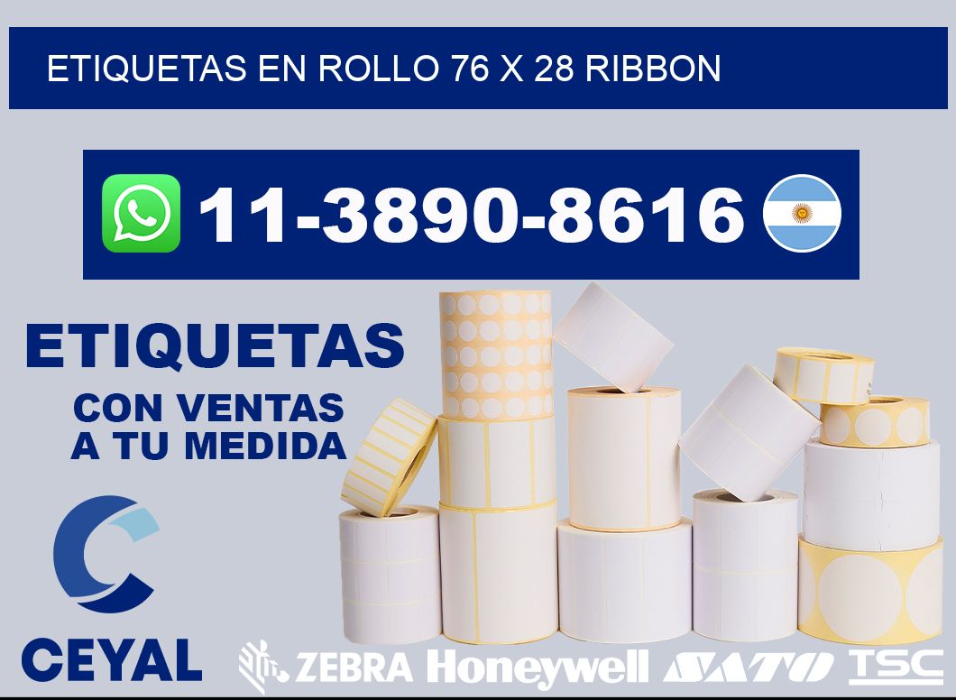 Etiquetas en rollo 76 x 28 ribbon