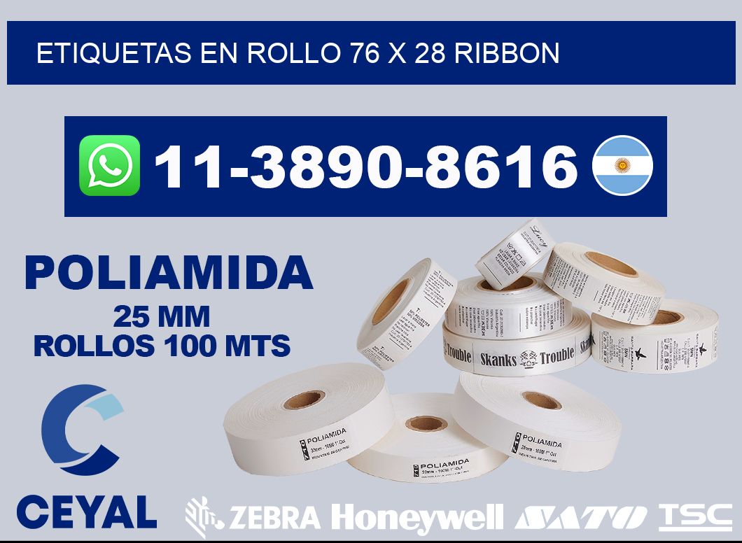 Etiquetas en rollo 76 x 28 ribbon