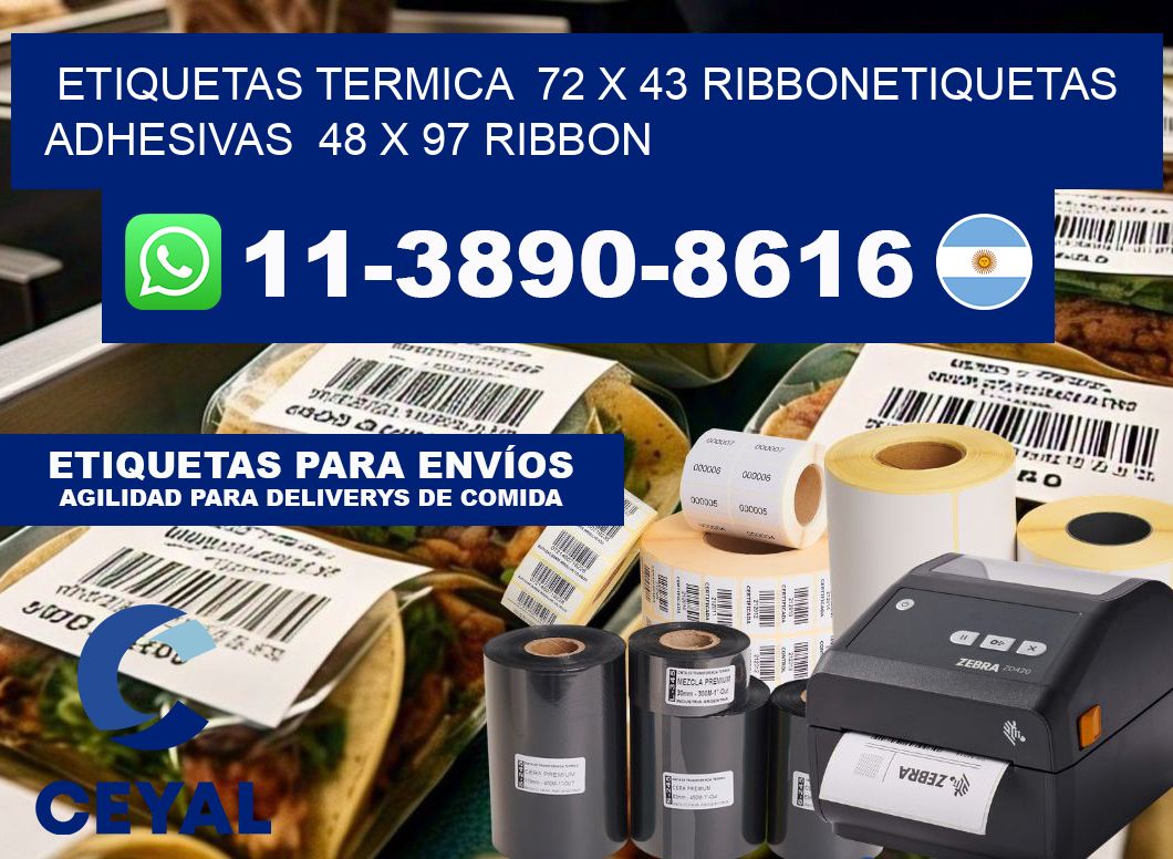 Etiquetas termica 72 x 43 ribbonEtiquetas adhesivas 48 x 97 ribbon