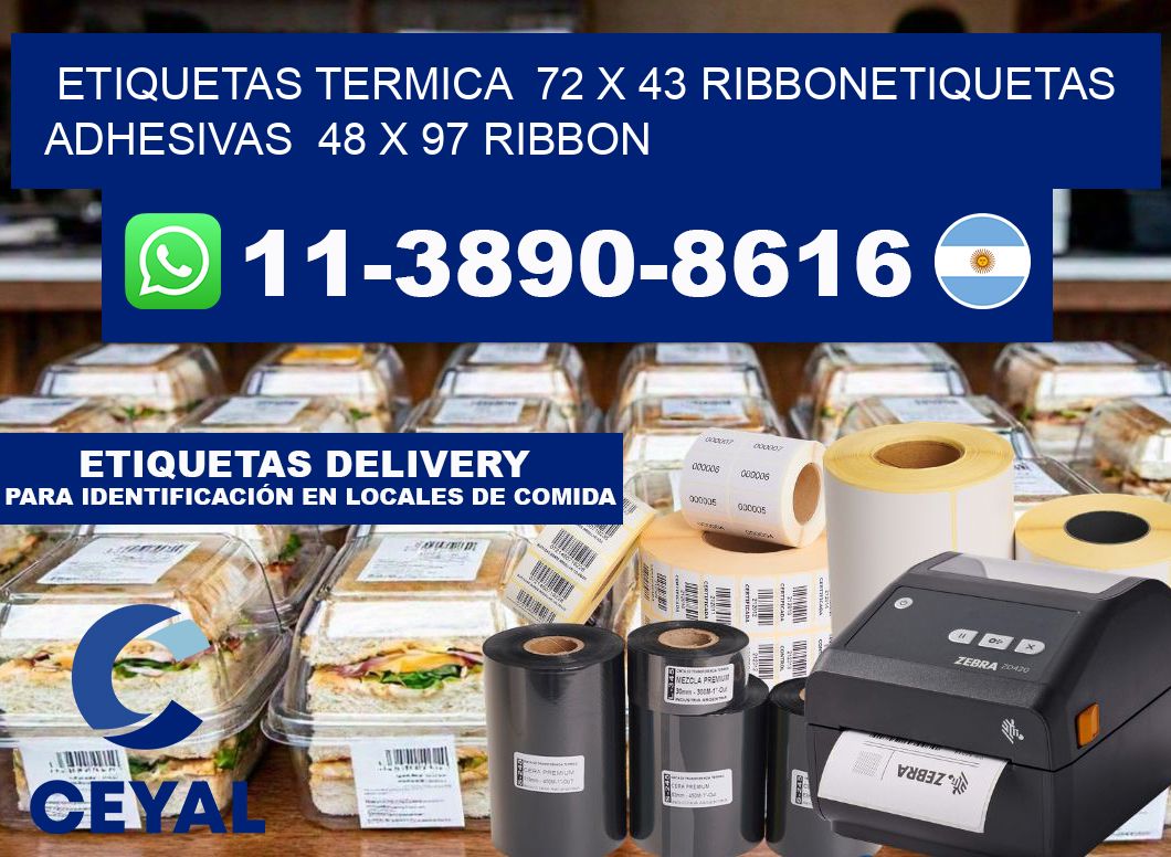 Etiquetas termica 72 x 43 ribbonEtiquetas adhesivas 48 x 97 ribbon