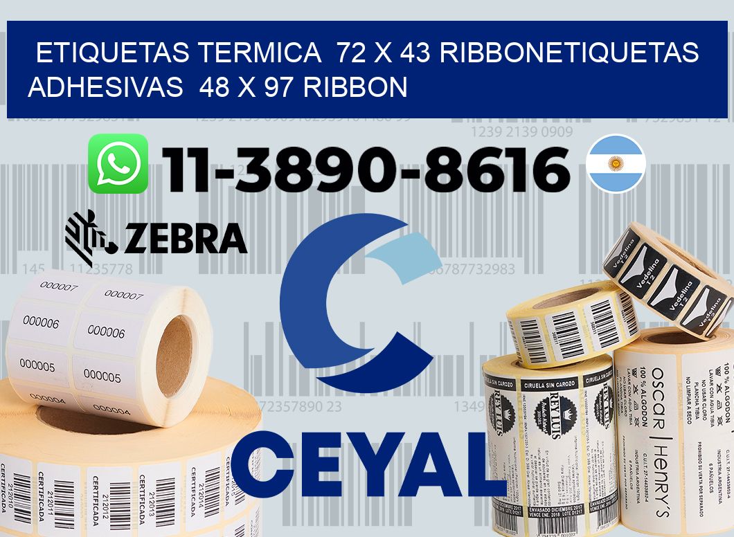 Etiquetas termica 72 x 43 ribbonEtiquetas adhesivas 48 x 97 ribbon