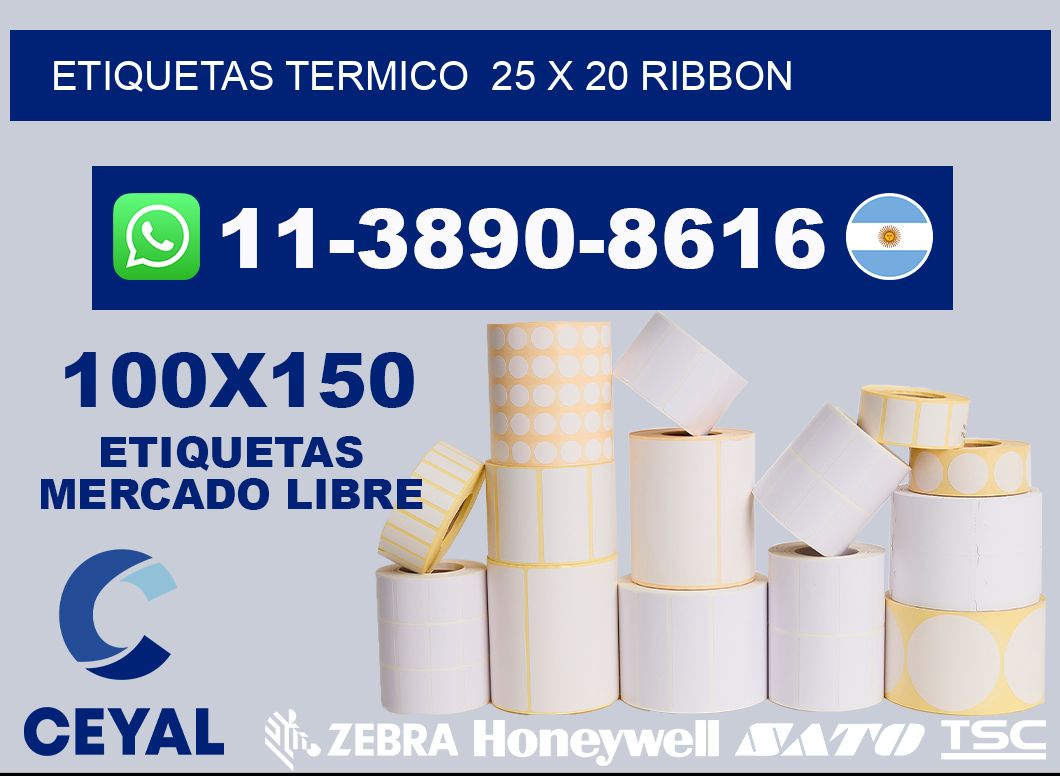 Etiquetas termico  25 x 20 ribbon