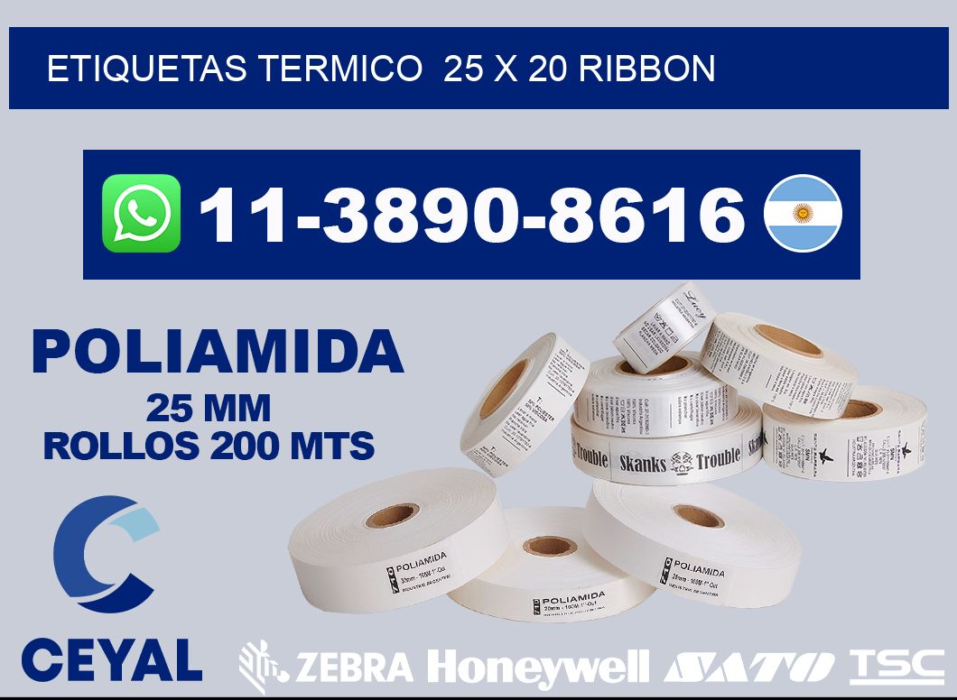 Etiquetas termico  25 x 20 ribbon