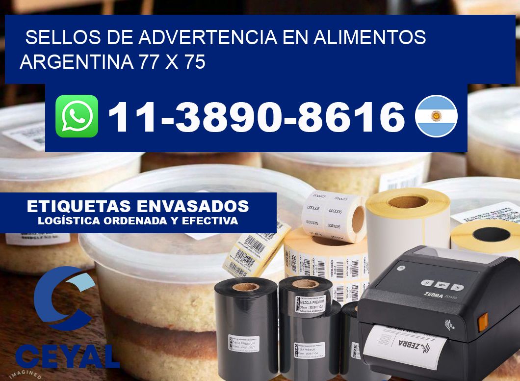 Sellos de advertencia en Alimentos argentina 77 x 75
