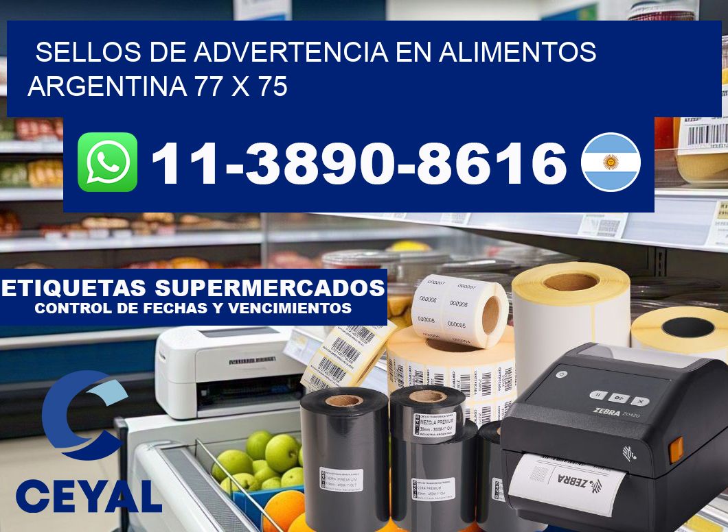 Sellos de advertencia en Alimentos argentina 77 x 75