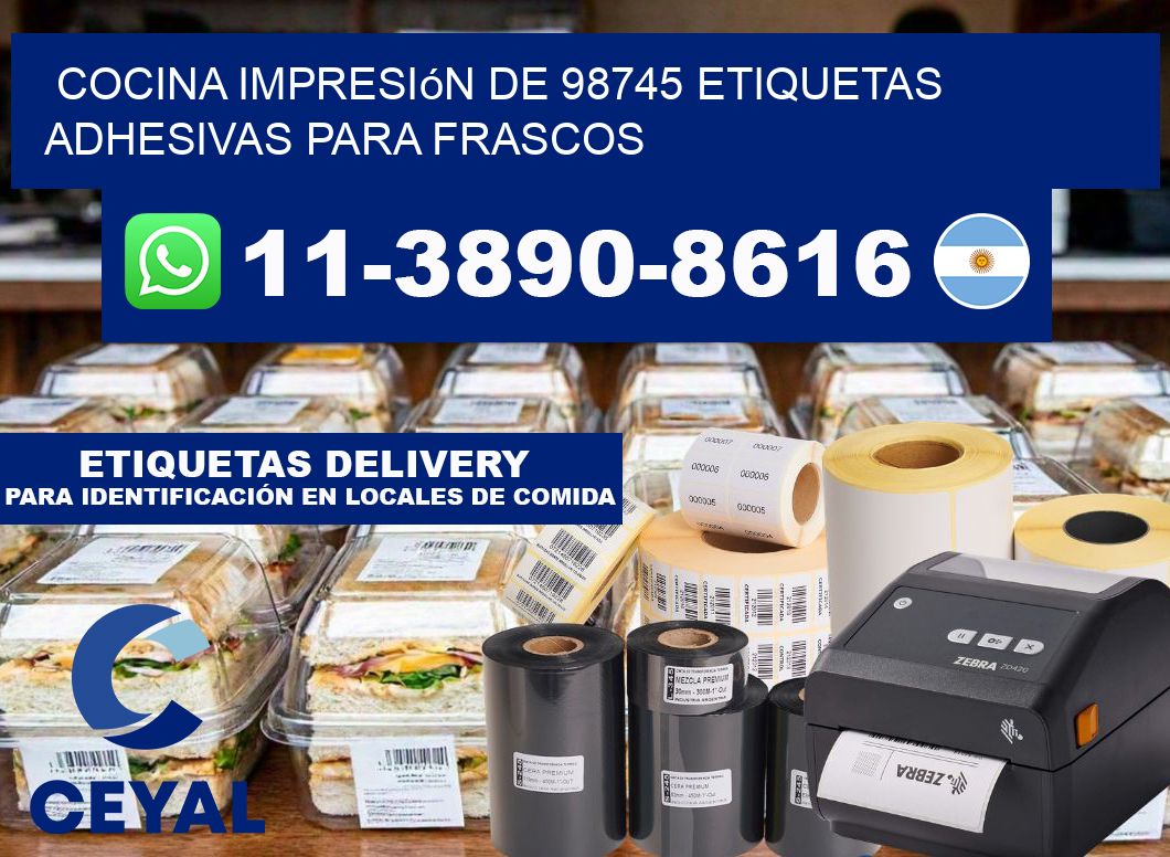 cocina impresión de 98745 etiquetas adhesivas para frascos