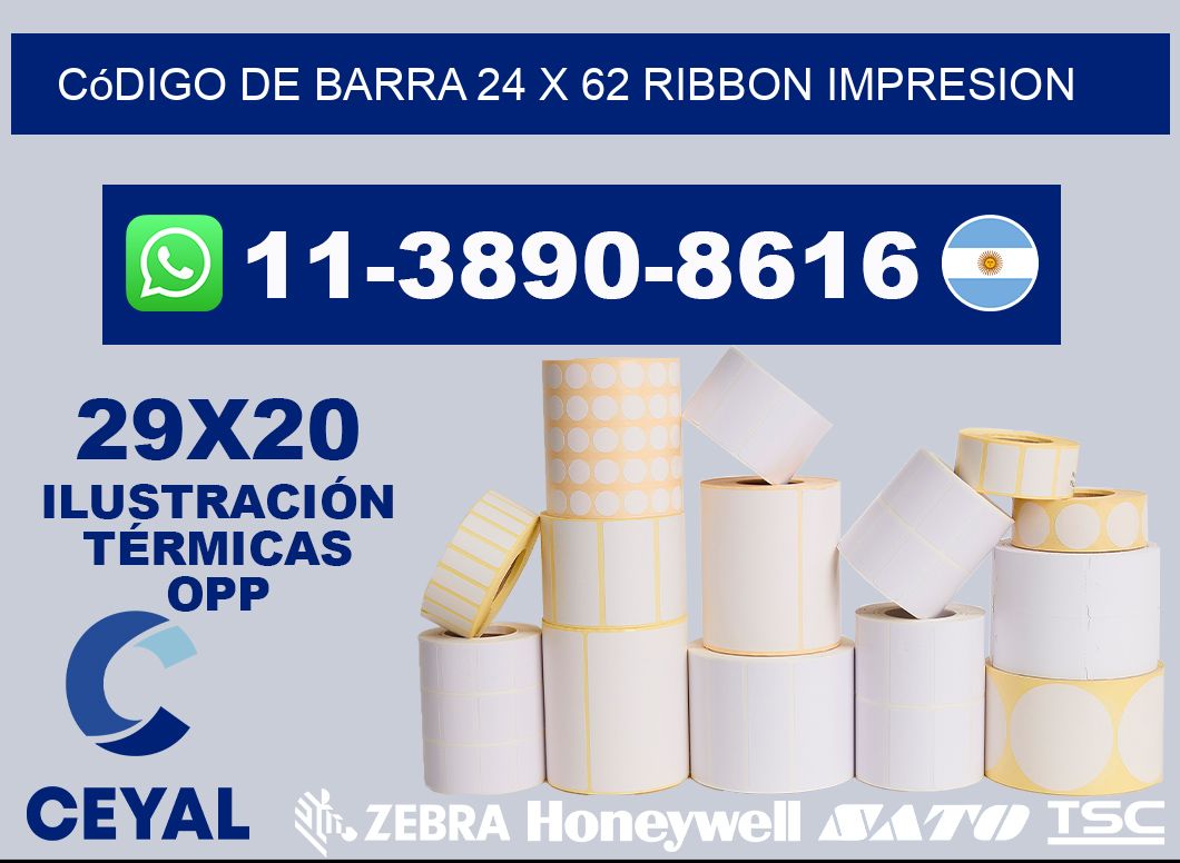 código de barra 24 x 62 ribbon impresion