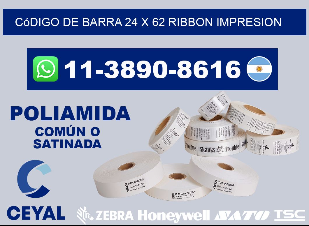 código de barra 24 x 62 ribbon impresion