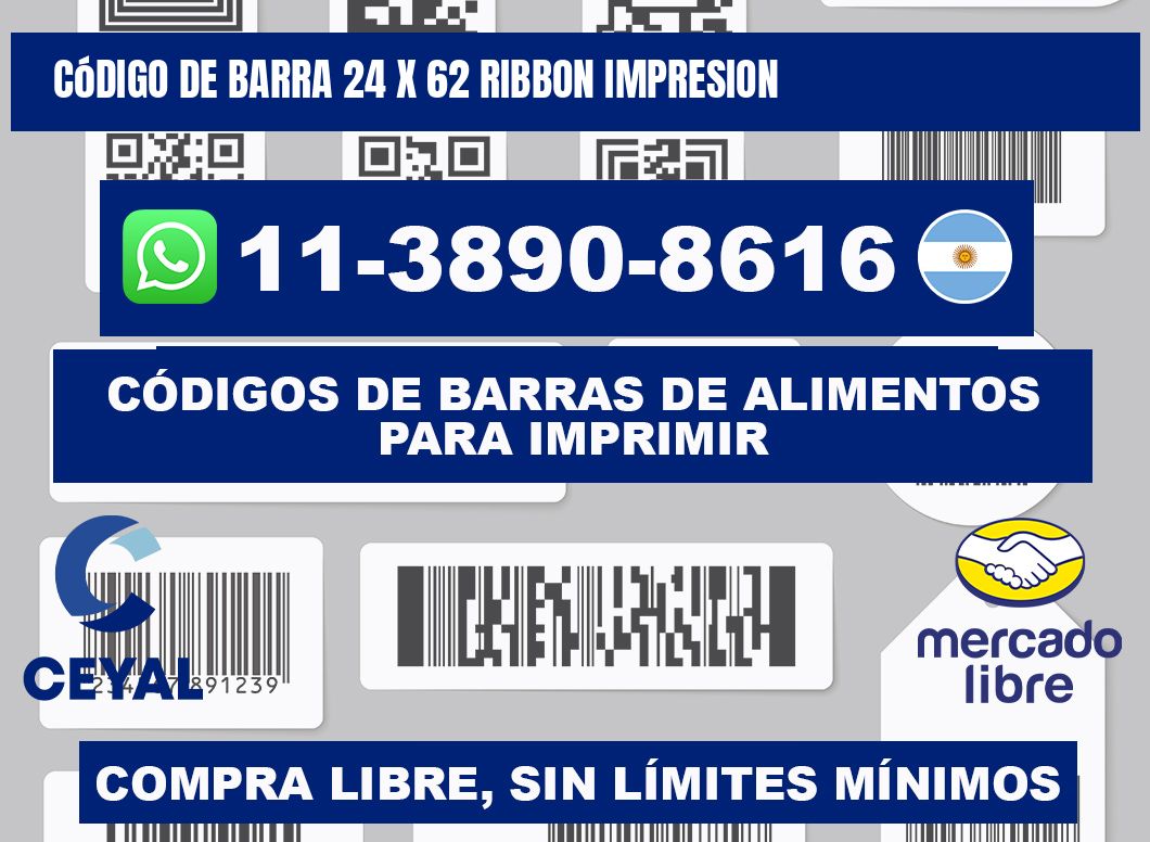 código de barra 24 x 62 ribbon impresion