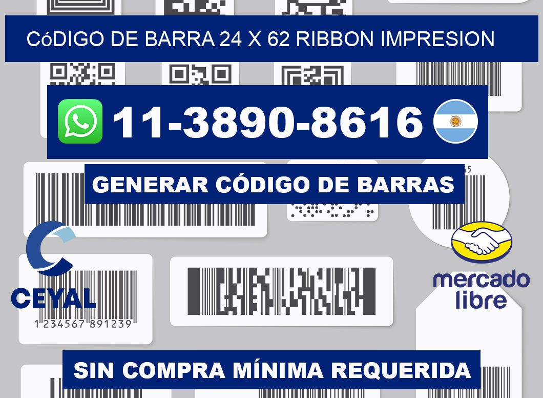 código de barra 24 x 62 ribbon impresion