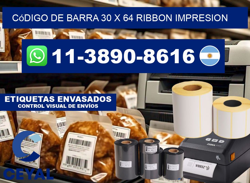 código de barra 30 x 64 ribbon impresion