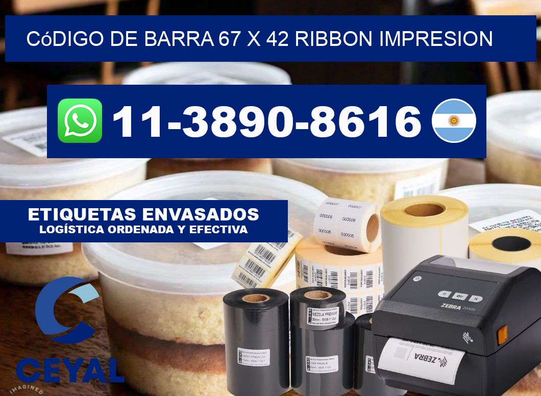 código de barra 67 x 42 ribbon impresion