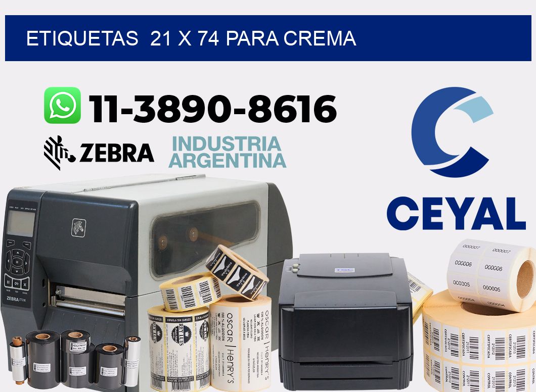 etiquetas 21 x 74 para Crema