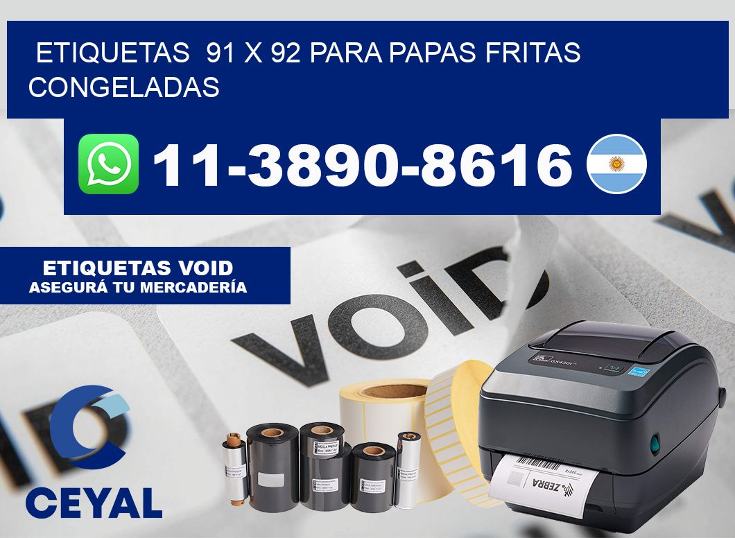 etiquetas 91 x 92 para Papas fritas congeladas